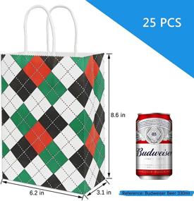 img 3 attached to ADIDO EVA 25 PCS Small Buffalo Plaid Gift Bags: Stylish Green, White, and Black Kraft Paper Bags for Party Favor Supplies (6.3 x 8.6 x 3.1 In) with Handles