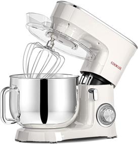 img 4 attached to 🍲 COOKLEE Stand Mixer, 9.5 Quart, 660W, 10+1 Speeds Electric Kitchen Mixer with Dishwasher-Safe Dough Hooks, Flat Beaters, Wire Whip & Pouring Shield Attachments, White