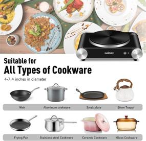 img 1 attached to Cusimax Hot Plate Portable Electric Stove Countertop Single Burner: Temperature Control, Non-Slip Feet, 7.4” Cooktop - Perfect for Dorm, Office, Home, and Camp. Compatible with all Cookwares (Cast Iron, Single Burner)