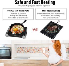 img 2 attached to Cusimax Hot Plate Portable Electric Stove Countertop Single Burner: Temperature Control, Non-Slip Feet, 7.4” Cooktop - Perfect for Dorm, Office, Home, and Camp. Compatible with all Cookwares (Cast Iron, Single Burner)