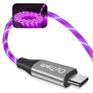 outrade 3a светодиодный потоковый быстрый зарядный usb-c кабель - фиолетовый, длиной 6 футов - совместим с samsung galaxy s20/s10/s9/s8, lg v20/v30/v40 - usb-c к usb-a быстрая зарядка c-кабелей логотип