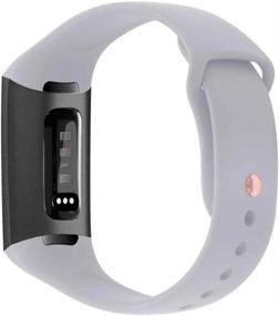 img 2 attached to 👟 CyberDig Silicone Sports Replacement Bands for Fitbit Charge 3, 3 SE, 4, and 4 SE - Small Size, Light Gray with Rose Gold Buckle