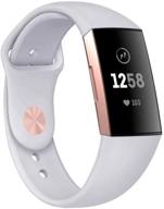 👟 cyberdig silicone sports replacement bands for fitbit charge 3, 3 se, 4, and 4 se - small size, light gray with rose gold buckle logo