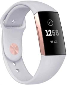 img 3 attached to 👟 CyberDig Silicone Sports Replacement Bands for Fitbit Charge 3, 3 SE, 4, and 4 SE - Small Size, Light Gray with Rose Gold Buckle