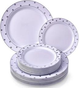 img 4 attached to 🍽️ Charming Dots Collection: Silver Spoons Party 40 PC Dinner 20 Side Plates Disposable Dinnerware Set for Elegant Servings - White/Silver