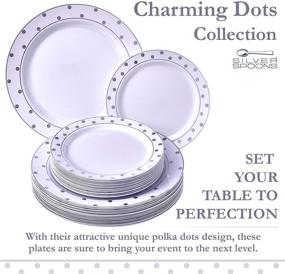 img 3 attached to 🍽️ Charming Dots Collection: Silver Spoons Party 40 PC Dinner 20 Side Plates Disposable Dinnerware Set for Elegant Servings - White/Silver