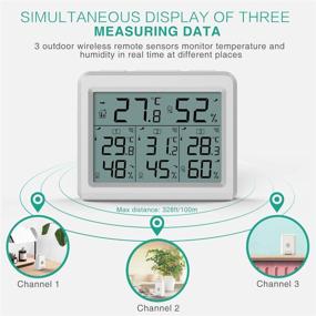 img 3 attached to 🌡️ ORIA Indoor Outdoor Digital Thermometer with 3 Wireless Sensors: Temperature Humidity Monitor for Home, Office, Bedroom