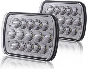 img 3 attached to 🔦 Rectangular Sealed Beam LED Headlights for Wrangler YJ Cherokee XJ Trucks 4X4 Offroad - Vouke 2pcs 5x7 6x7 inches 45w Headlamp Replacement H6054 H5054 H6054LL 69822 6052 6053 with H4 Plug