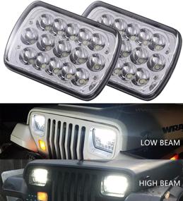 img 4 attached to 🔦 Rectangular Sealed Beam LED Headlights for Wrangler YJ Cherokee XJ Trucks 4X4 Offroad - Vouke 2pcs 5x7 6x7 inches 45w Headlamp Replacement H6054 H5054 H6054LL 69822 6052 6053 with H4 Plug