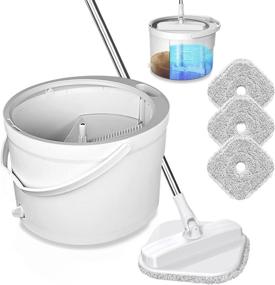 img 4 attached to 🧹 KASTEWILL Microfiber Spinning Mop and Bucket System for Efficient Floor Cleaning, Self-Separating Sewage and Clean Water, Wood Floor Spinner Mop with 4 Microfiber Pads