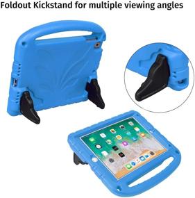 img 2 attached to 🔵 Protective Blue iPad Case for Kids - HDE Kids iPad 2018 Case with Shockproof Cover & Built-in Screen Protector for 5th 6th Generation iPad 9.7 2017/2018 Apple iPad