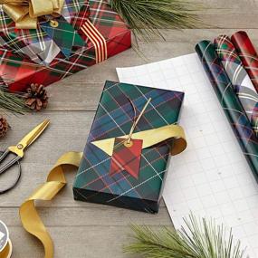 img 3 attached to 🎄 Hallmark Christmas Wrapping Paper Bundle: Plaid Design with Cut Lines | Pack of 4 (120 sq. ft. ttl) - Red/Black, Green/Blue