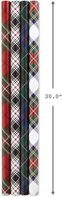 img 2 attached to 🎄 Hallmark Christmas Wrapping Paper Bundle: Plaid Design with Cut Lines | Pack of 4 (120 sq. ft. ttl) - Red/Black, Green/Blue