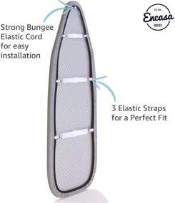 img 2 attached to 🔥 Upgrade Your Ironing Experience with Encasa Homes Metallised Ironing Board Cover 'Silver Super Luxury' - Fits Medium Boards 14 x 42 inch, Heat Reflective, Scorch Resistant, Bungee Elasticated, 3 Fasteners