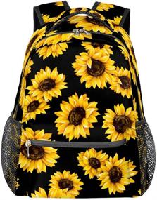 img 4 attached to 🎒 16 Inch Laptop Backpack for Women - Lightweight Water Resistant College School Bag Bookbag with Sunflower Pattern - Casual Daypack for Travel