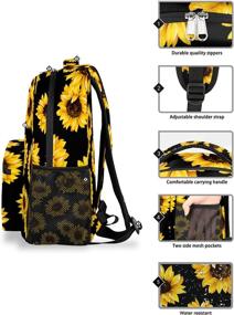 img 1 attached to 🎒 16 Inch Laptop Backpack for Women - Lightweight Water Resistant College School Bag Bookbag with Sunflower Pattern - Casual Daypack for Travel