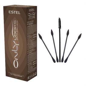 img 1 attached to ESTEL ONLY LOOKS Professional Eyebrow Eyelash Tint Dye (Brown) and 100 Cotton Swabs Bundle - Ideal for Makeup Artists