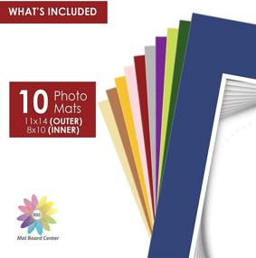 img 2 attached to 🖼️ Mat Board Center, 10-Pack of 11x14 Mixed Colors White Core Picture Mats for 8x10 Photos