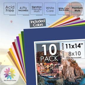 img 3 attached to 🖼️ Mat Board Center, 10-Pack of 11x14 Mixed Colors White Core Picture Mats for 8x10 Photos