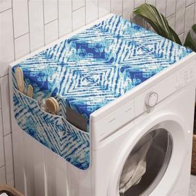 img 1 attached to Ambesonne Psychedelic Washing Machine Organizer, Grunge Style Hippie Eastern Indonesian Folk Design, Non-slip Fabric Cover for Washers and Dryers, 47&#34; x 18.5&#34;, Pale Blue