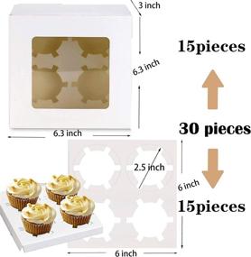 img 3 attached to 🍰 15-Pack White Paper Cupcake Boxes - Bakery Cake Gift Packaging Box with Clear Display Window and 4 Cavity Insert for Pastries, Cookies, Pie, Muffins, Donut, Dessert, Baked Goods