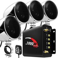 🏍️ gohawk tn4-q 1000w 4 channel amplifier 4&#34; full range waterproof bluetooth motorcycle stereo speakers audio system aux usb sd radio for harley touring cruiser atv with 1-1.5&#34; handlebar logo