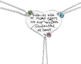 img 2 attached to 🧩 BFF Puzzle Pendant Set: Linked Hearts for Sisters - Side by Side or Miles Apart, Forever Connected - Best Friend Friendship Necklace