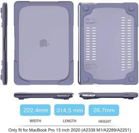 img 3 attached to 👍 Batianda Ударопрочный Матовый Чехол для MacBook Pro 13 дюймов 2020 A2338 M1 A2289 A2251 с Touch Bar - Прочный защитный жесткий чехол с подставкой для ноутбука и защитной кожей для клавиатуры - лавандово-серый