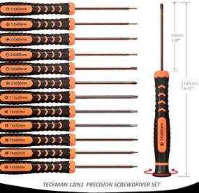img 1 attached to 🔧 Набор ультраточных отверток TECKMAN из 12 предметов – Torx, Phillips и Flathead (T3, T4, T5, T6, T8, T10 Torx & PH0, PH00, PH000 Phillips) для Xbox, PS4, компьютера, электроники и ремонта.