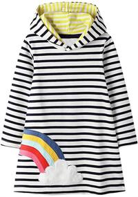 img 4 attached to Girls' Striped Rainbow 🌈 Applique Playwear Dresses – Dazzling Clothing