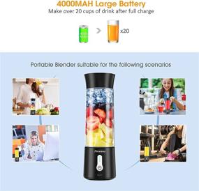 img 1 attached to 🥤 Pecosso Portable Blender: 17 Oz Personal Size Blender with Type-C 4000mAh Rechargeable Battery & 500ml Bottle - IPX7 Waterproof Blender for Shakes and Smoothies (Black)