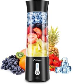 img 4 attached to 🥤 Pecosso Portable Blender: 17 Oz Personal Size Blender with Type-C 4000mAh Rechargeable Battery & 500ml Bottle - IPX7 Waterproof Blender for Shakes and Smoothies (Black)