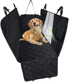 img 4 attached to 🐶 Vaburs Waterproof Dog Car Seat Covers with Mesh Window, Zippered Side Flap, Anti-Slip, Heavy Duty Pet Back Seat Covers for Cars SUV Trucks