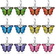 damleng 6 pairs chic colorful butterfly hoop earrings: hypoallergenic enamel dangle drops for women and girls - perfect statement jewelry gifts logo