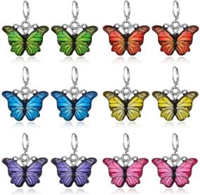 img 4 attached to DAMLENG 6 Pairs Chic Colorful Butterfly Hoop Earrings: Hypoallergenic Enamel Dangle Drops for Women and Girls - Perfect Statement Jewelry Gifts