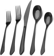 🍽️ 20-piece matte black silverware set - stainless steel flatware for 4 - satin finish cutlery for home & restaurant - dishwasher safe logo