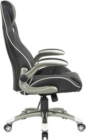 img 2 attached to 🎮 OSP Home Furnishings Xplorer 51 - Ergonomic High Back Gaming Chair in Black Faux Leather with White Trim