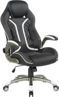 🎮 osp home furnishings xplorer 51 - ergonomic high back gaming chair in black faux leather with white trim логотип