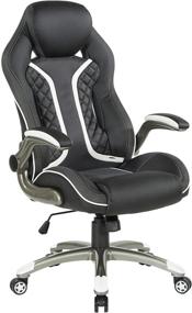 img 4 attached to 🎮 OSP Home Furnishings Xplorer 51 - Ergonomic High Back Gaming Chair in Black Faux Leather with White Trim