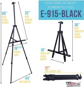 img 3 attached to 🎨 U.S. Art Supply 66" Sturdy Black Aluminum Tripod Easel Stand - Adjustable Height, Holds 32" Canvas - Floor/Tabletop Displaying, Painting - Portable Bag