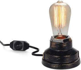 img 4 attached to 🔒 Steampunk Vintage Table Lamp with Dimmer Switch - Industrial Wrought Iron Desk Lamp for Loft Decoration, Living Room, Bedside