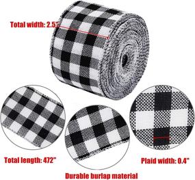 img 3 attached to 🎁 YBB 2 Rolls Red, White and Black Buffalo Plaid Burlap Ribbon: Perfect for Gift Wrapping, DIY Wreaths, and Crafts!