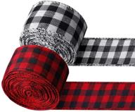 🎁 ybb 2 rolls red, white and black buffalo plaid burlap ribbon: perfect for gift wrapping, diy wreaths, and crafts! logo