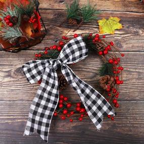 img 2 attached to 🎁 YBB 2 Rolls Red, White and Black Buffalo Plaid Burlap Ribbon: Perfect for Gift Wrapping, DIY Wreaths, and Crafts!