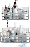 🚿 purdaz extra large corner shower caddy basket shelf: wall mounted deeper bathroom shower storage with hooks - 2 pack, silver logo