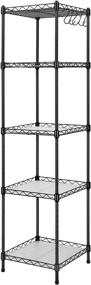 img 4 attached to 🔗 WANDOFO 5 Tier Metal Wire Shelf Unit - Versatile Kitchen and Bathroom Storage Solution with Shelf Liners and S Hooks, 11.8X 11.8X 48 Inches, Black