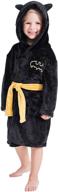 cozy and cute: boys' toddler black hooded robe - perfect bedtime attire for kids logo