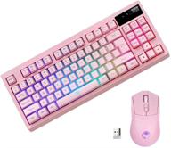 zjfksdyx c87 wireless gaming keyboard and mouse combo: 2.4g 🎮 connection, 10 rgb lighting effects, upgraded 3600mah battery, charging support (pink) logo