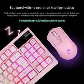 img 3 attached to ZJFKSDYX C87 Wireless Gaming Keyboard and Mouse Combo: 2.4G 🎮 Connection, 10 RGB Lighting Effects, Upgraded 3600mAh Battery, Charging Support (Pink)