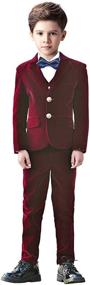 img 4 attached to 👔 Stylish Yanlu 5 Piece Boys Suits Set: Formal Velvet Suit with Blazer, Vest, Pants, Shirt, and Bow Tie